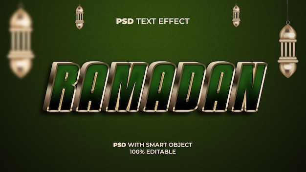 ramadan text effect gold style with lantern editable text effect