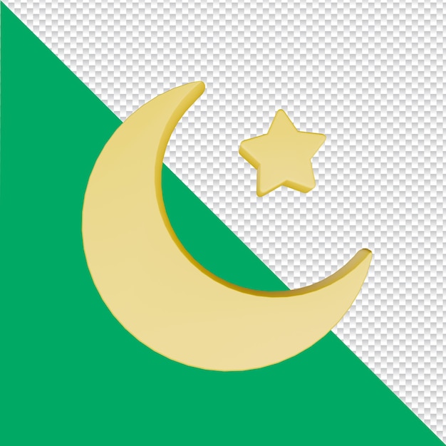 Ramadan und Eid Mubarak Halbmond Mond und Sterne 3D-Ikon