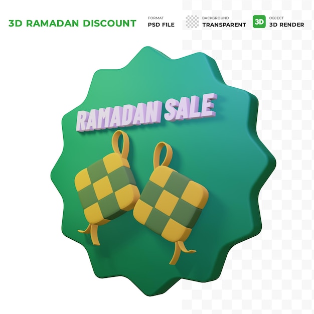 RAMADAN-VERKAUFS- UND RABATT-TAG FÜR PROMOTION-MARKETING UND WERBUNG 3D-RENDERT-ILLUSTRATION