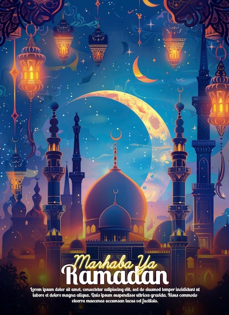Ramadano modello di poster a colori vibranti Eid al Fitr banner social media