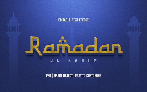 PSD ramadanulkareem luxury gold efecto de texto 3d editable