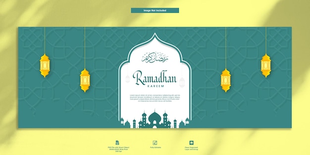 PSD ramadhan kareem greeting post modèle de conception minimaliste couverture facebook