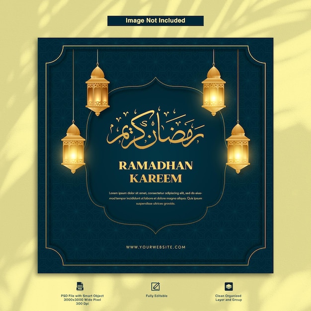 Ramadhan kareem minimalistische elegante design-schablonen-gruß-postkarte
