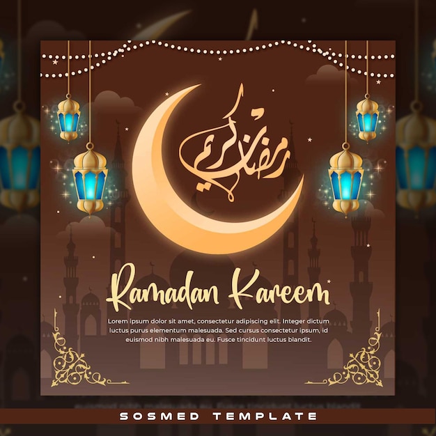 Ramadhan kareem modelo de mídia social com fundo elegante