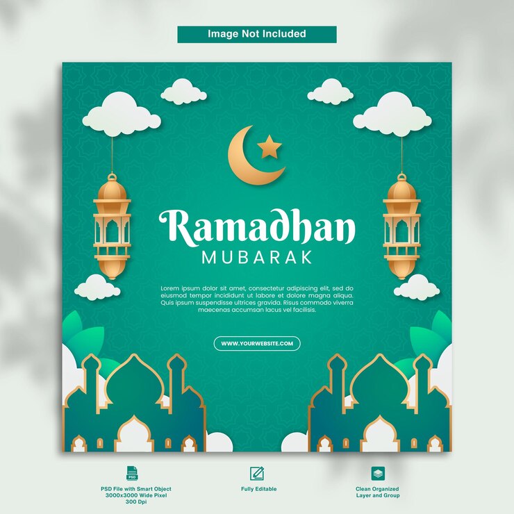 PSD ramadhan mubarak greeting post design
