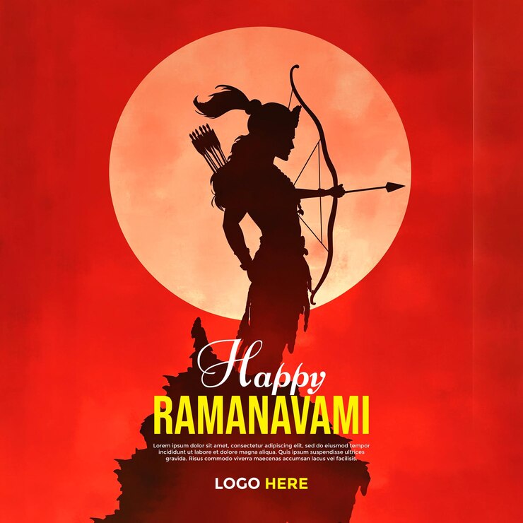 PSD ramanavami póster de las redes sociales copia el espacio de fondo del estandarte