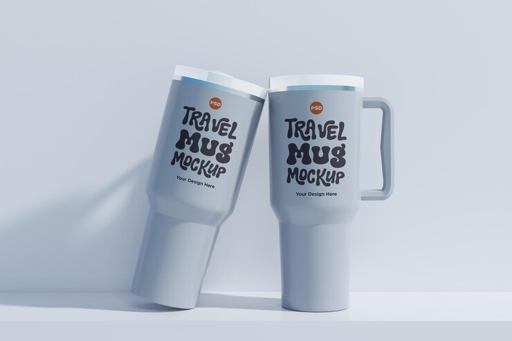 Rambler Travel Mug Drinking Cup Mockup (Modelo de xícara de bebida para viagens)