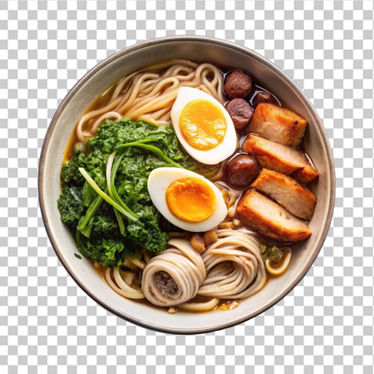 PSD ramen en un cuenco sobre un fondo transparente
