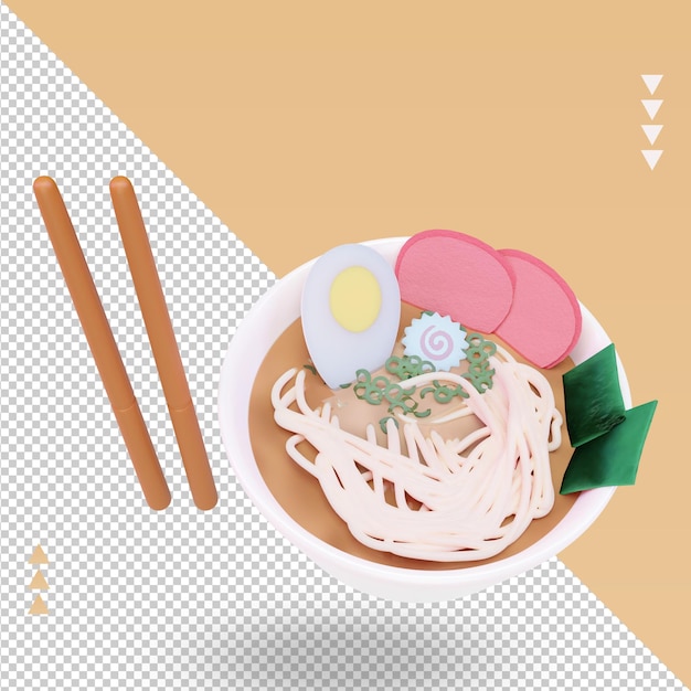 PSD ramen de comida asiática 3d renderizando vista superior