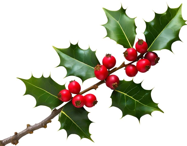 PSD ramo de acebo de navidad
