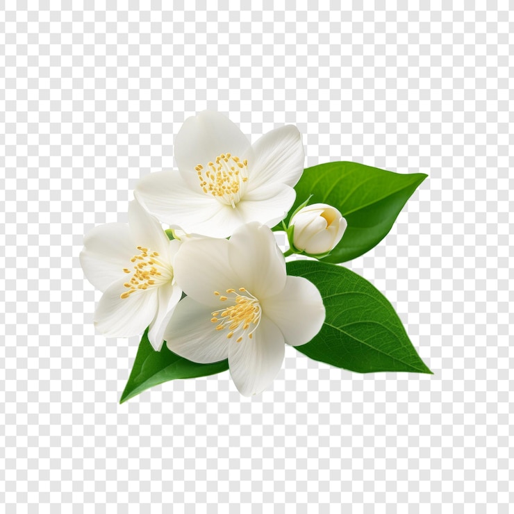 PSD ramo de flor de jasmim branco isolado em fundo transparente