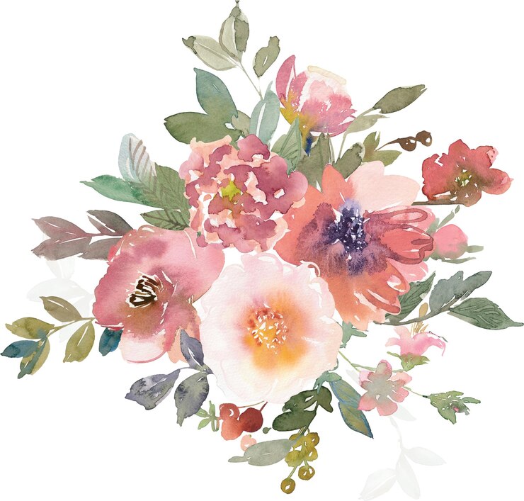 PSD el ramo floral boho chic pintura en acuarela