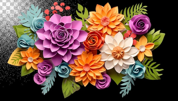 PSD ramo de flores en 3d png transparente