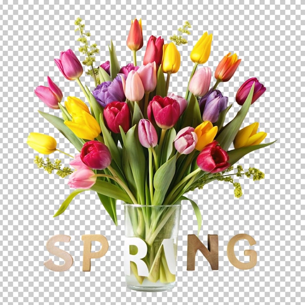 ramo de flores con las palabras primavera
