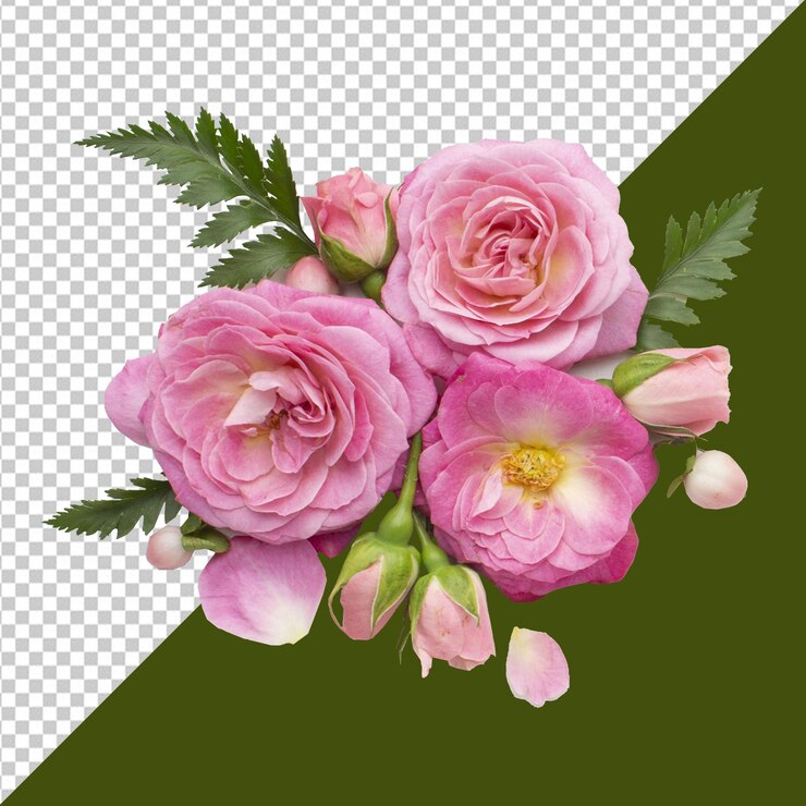El ramo de flores PSD se muestra en una foto con fondo transparente