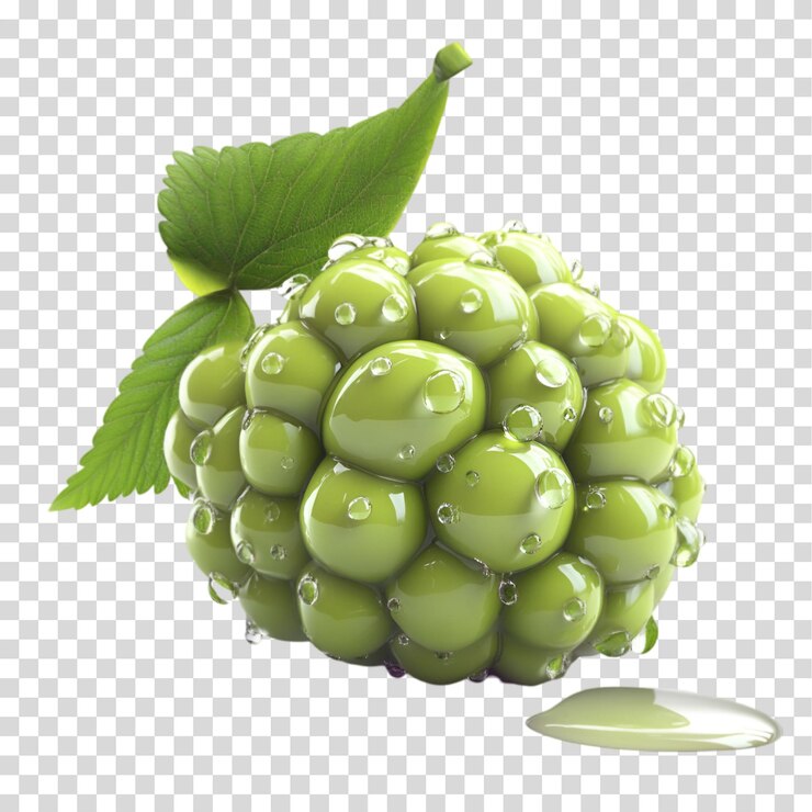 PSD un ramo de frambuesas con una hoja verde aislada en un recorte png de fondo transparente