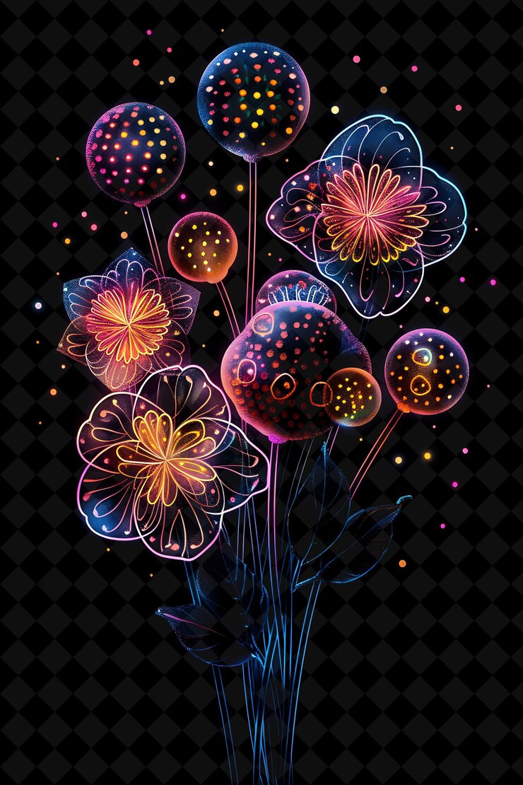 PSD el ramo de neon cake pop arreglado con fragmentos de cake pops vib color neon comida bebida colección y2k