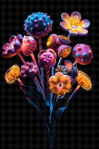 El ramo de Neon Cake Pop arreglado con fragmentos de Cake Pops Vib Color Neon Comida Bebida Colección Y2K