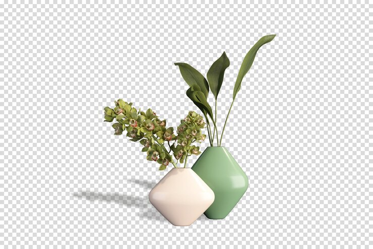 PSD ramo de orquídeas en un jarrón en 3d rendering