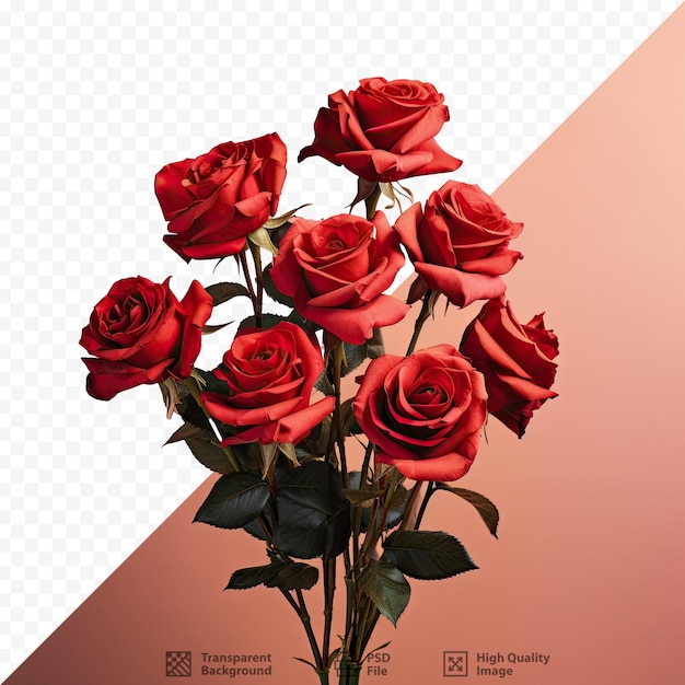 PSD un ramo de rosas rojas con un fondo de una foto de un ramo de rosas rojas.