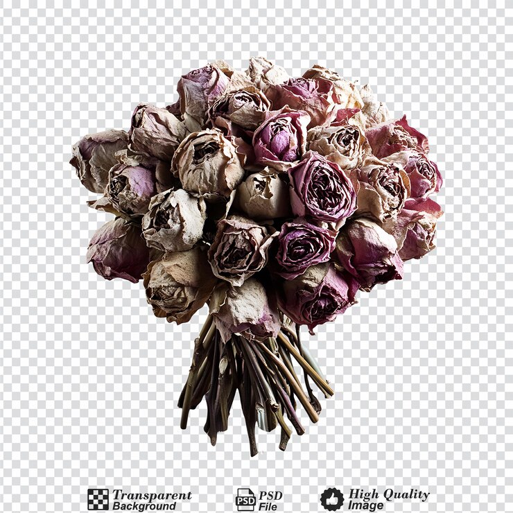 PSD un ramo de rosas secas aisladas sobre un fondo transparente