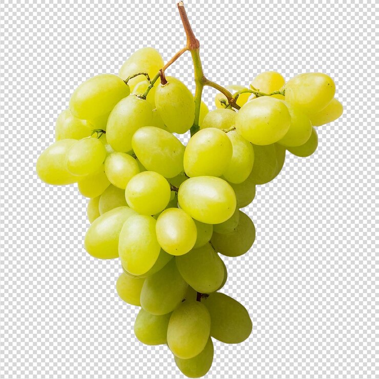 Un ramo de uvas verdes con un fondo transparente