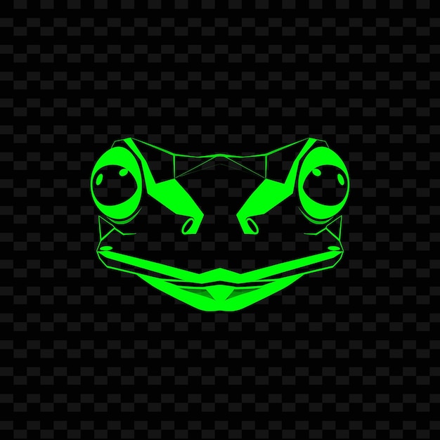 PSD rana verde con una cara verde en un fondo negro