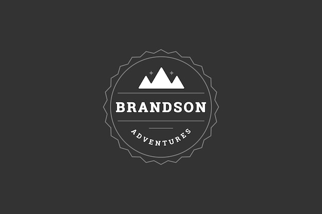 Randonnée en montagne, escalade, camping, voyage, design de logo en cercle vintage, modèle de lieu pour le texte