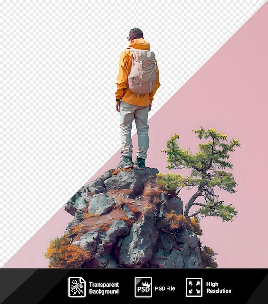 PSD un randonneur appréciant la vue sur la nature depuis la colline png psd