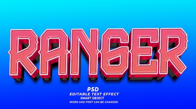 Ranger 3D bearbeitbarer Texteffekt im Photoshop-Stil mit Hintergrund