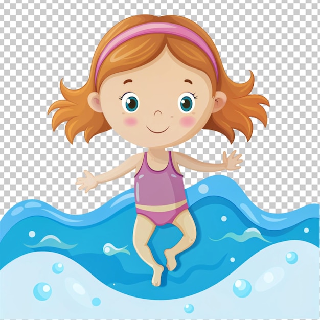 Rapariga de desenho animado a praticar natação