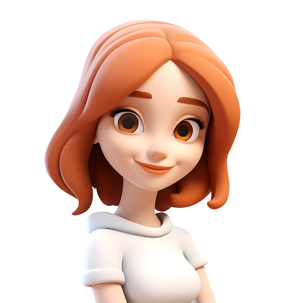 PSD rapariga de desenho animado sorridente com cabelo vermelho em estilo 3d ai generativa