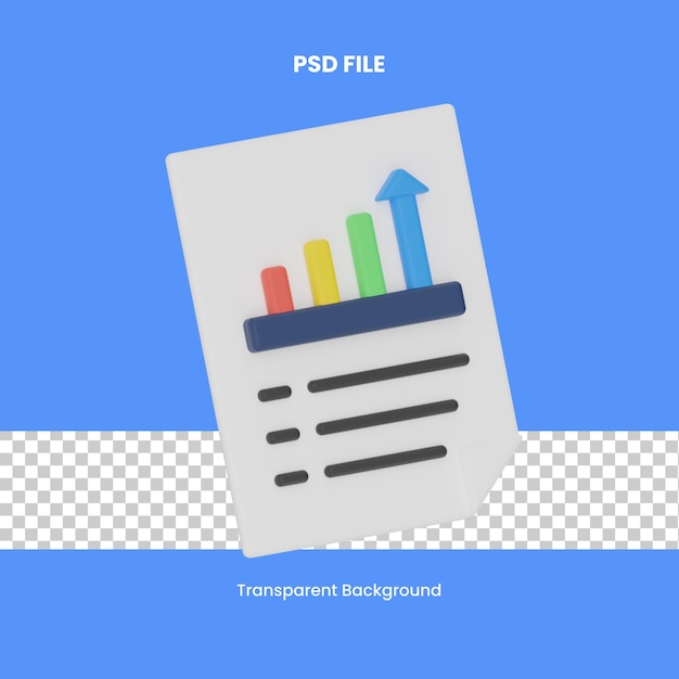 PSD rapport d'analyse rendu 3d icône illustration analytique