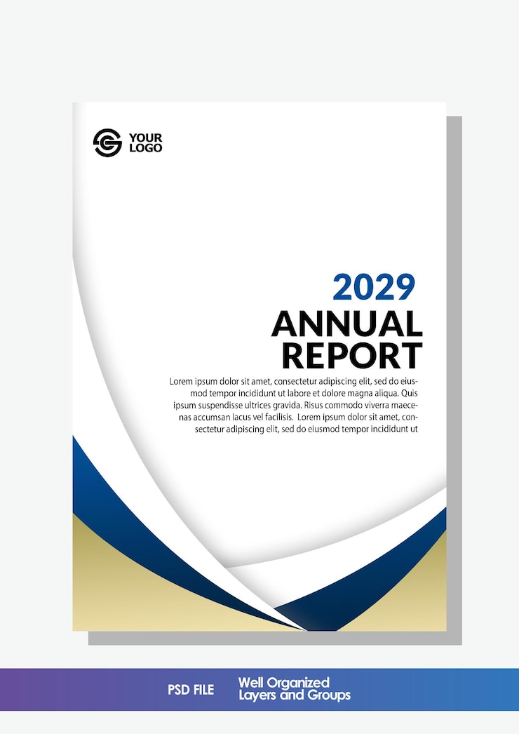 PSD rapport annuel moderne modèle de conception de couverture d'entreprise