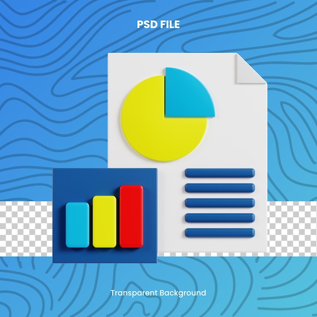 PSD rapport marketing rendu 3d icône illustration marketing numérique