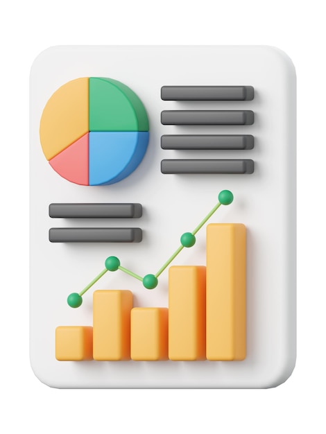 Rapport sur les stocks Illustration 3d du concept d'investissement