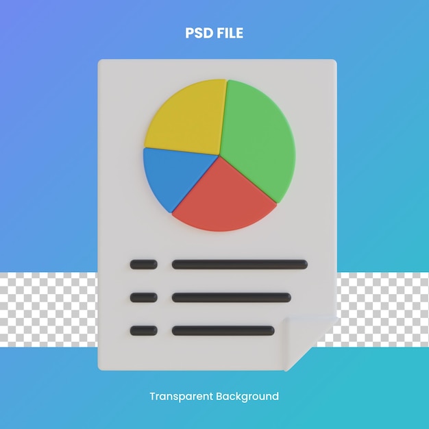 rapporto dati 3d rendering icona illustrazione analisi file pdf