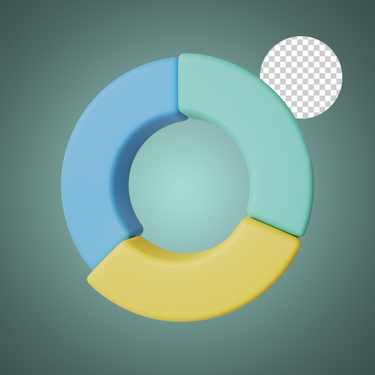 PSD rappresentazione 3d del grafico a torta 3d