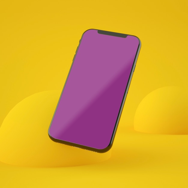 rappresentazione 3d del modello 3d dello smartphone dello schermo giallo