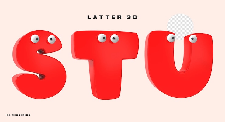 PSD rappresentazione 3d della lettera dell'alfabeto isolata