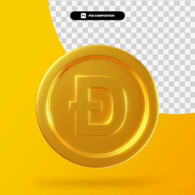 Rappresentazione 3d della moneta del doge dorato isolata