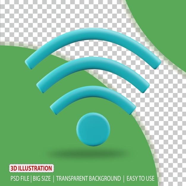 rappresentazione dell'illustrazione dell'icona di impostazione wifi 3d con sfondo trasparente