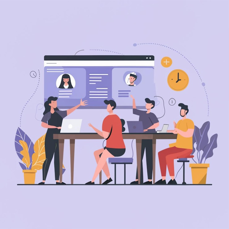 PSD rappresentazione grafica di un team di sviluppo contenuti
