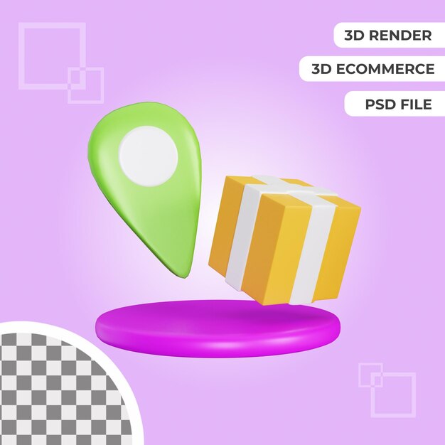Rappresentazione isolata dell'icona della posizione di consegna 3D