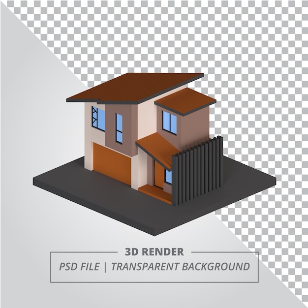 RAPPRESENTAZIONE ISOMETRICA MODERNA DELLA CASA 3D