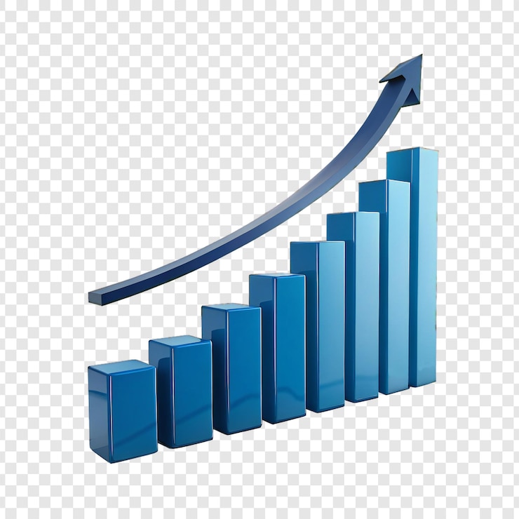 PSD rappresentazione visiva della crescita aziendale e del successo finanziario con un grafico crescente