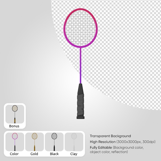 Raqueta de bádminton 3d