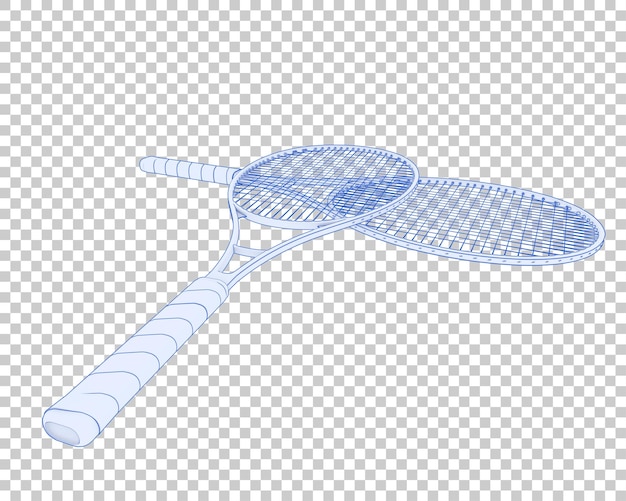 Raqueta en la ilustración de renderizado 3d de fondo transparente