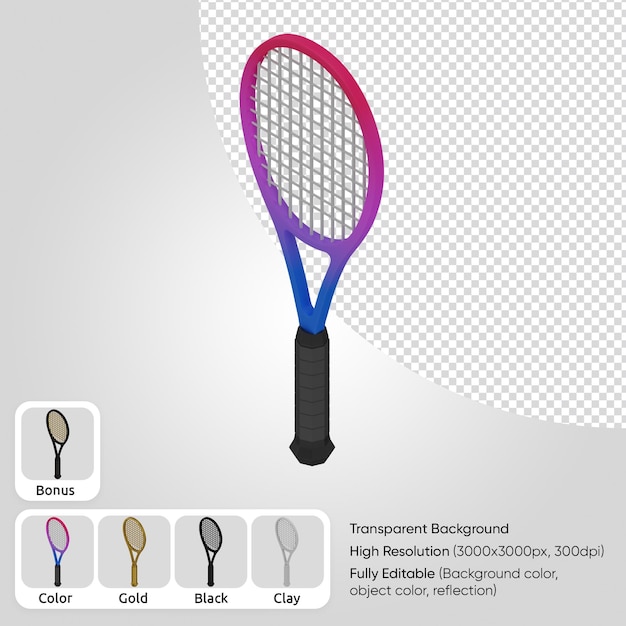 PSD raqueta de tenis 3d