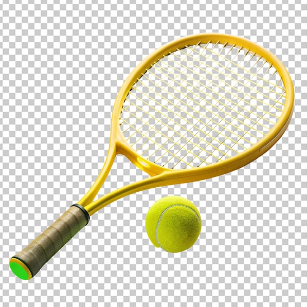 PSD una raqueta de tenis amarilla y una pelota de tenis verde
